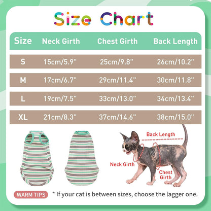 Nanaki Hairless Sphynx Cat Clothes Sphynx Sweaters for Cats Sleeveless, Cat Sweater Cat Shirts for Cats Only, Stripe Cat Shirt T-Shirts Breathable Cat Apparel Vest Pajamas Jumpsuit for Cats Small Dogs