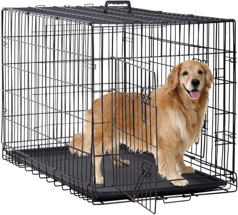 Bestpet 24,30,36,42,48 Inch Dog Crates for Large Dogs Folding Mental Wire Crates Dog Kennels Outdoor and Indoor Pet Dog Cage Crate with Double-Door,Divider Panel, Removable Tray (Black, 30")