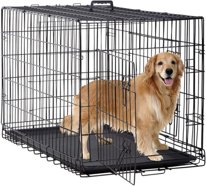 Bestpet 24,30,36,42,48 Inch Dog Crates for Large Dogs Folding Mental Wire Crates Dog Kennels Outdoor and Indoor Pet Dog Cage Crate with Double-Door,Divider Panel, Removable Tray (Pink, 42")