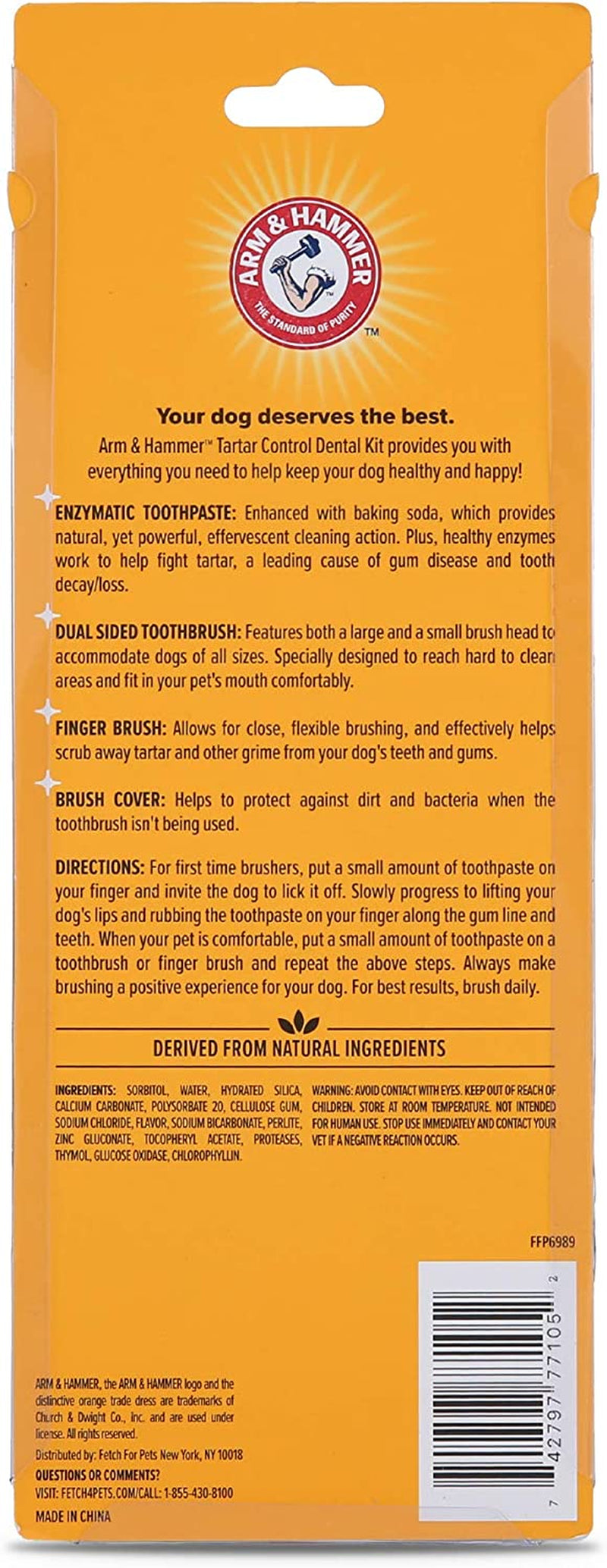 Arm & Hammer for Pets Tartar Control Kit for Dogs Contains Toothpaste, Toothbrush & Fingerbrush Reduces Plaque & Tartar Buildup Safe for Puppies, 3-Piece Kit, Beef Flavor (Pack of 48)