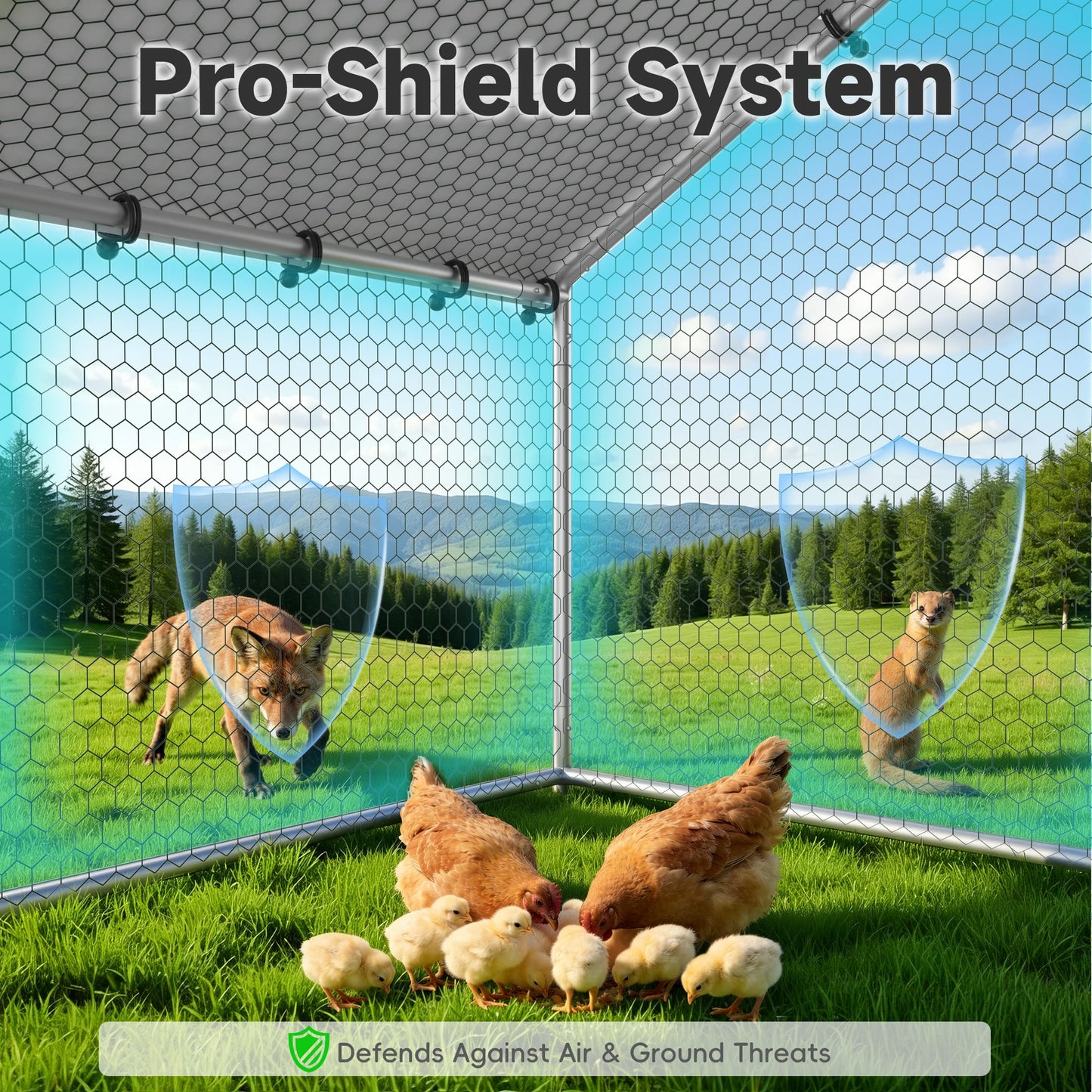 Large Metal Chicken Coop with Run for Yard with Waterproof &Anti-UV Cover,19.7 x 10 x 6.4ft Outdoor Walk-in Poultry Cage Chicken Run Pen with Roosting Perch, Hen Duck Rabbit House