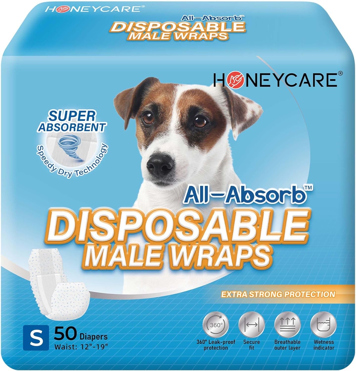 All-Absorb A26 Male Dog Wrap, 50 Count, Small