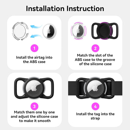 Waterproof Airtag Dog Collar Holder, Silicone & ABS Airtag Holder for Dog & Cat Collars, Ultra-Durable, Lightweight and Protective Airtag Case (Rose, Regular)