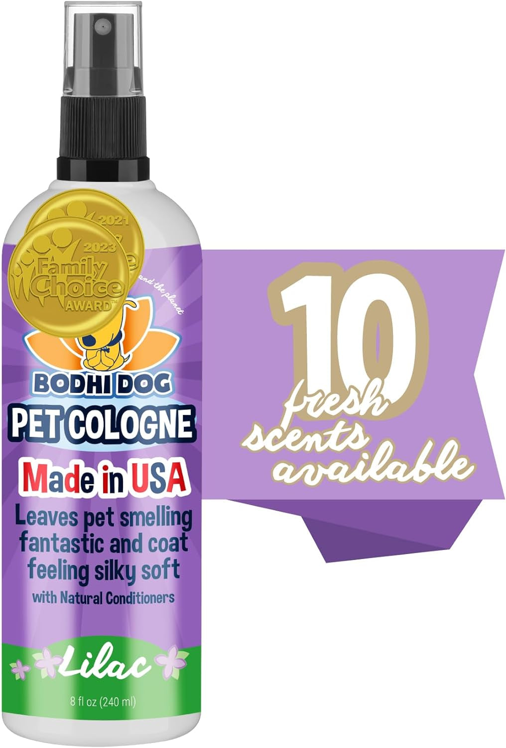 Bodhi Dog Natural Dog Cologne | Premium Scented Deodorizing Body Spray for Dogs & Cats | Neutralizes Strong Odors | Dog Perfume with Natural Dog Conditioner | Made in USA (Lilac, 8 Fl Oz)