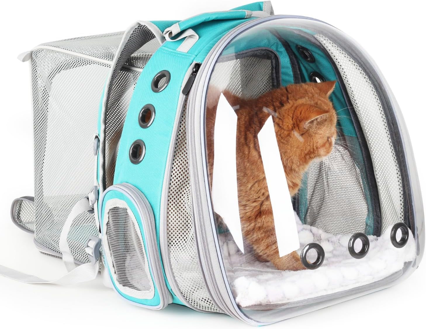 LOLLIMEOW Pet Carrier Backpack, Bubble Backpack Carrier, Cats and Puppies,Airline-Approved, Designed for Travel, Hiking, Walking & Outdoor Use (Dual Expandable-Green)