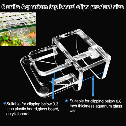 6 pcs Aquarium lid Clips Rimless Aquarium Fish Tank top Cover lid Hood Support Holder Glass Aquarium Acrylic Fish Tank top Clip