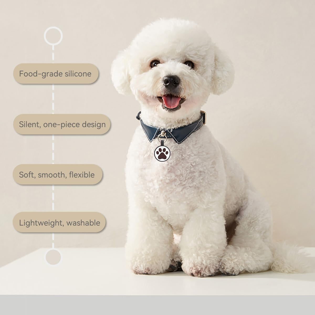 QR Code Cat Tag, Modifiable Pet Online Profile, Multiple Emergency Contact, Scannable QR Code, Instant Location Email Alert, Collar Accessories (Small Breeds - 1", White)