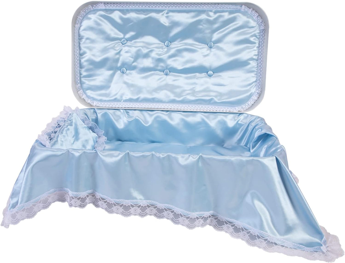 Pet Memory Shop, Medium Pet Casket - Elegance Series, White/Blue, for Dogs up to 65 Lbs