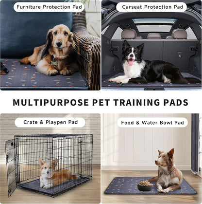 Washable Pee Pads for Dogs - 2-Pack Thick Heavy Absorbency Reusable Pee Pads Prevent Leakage Non-Slip, Waterproof Pet Training Pads for Puppy Playpen, Crate, Whelping Box, Potty Training, Grey