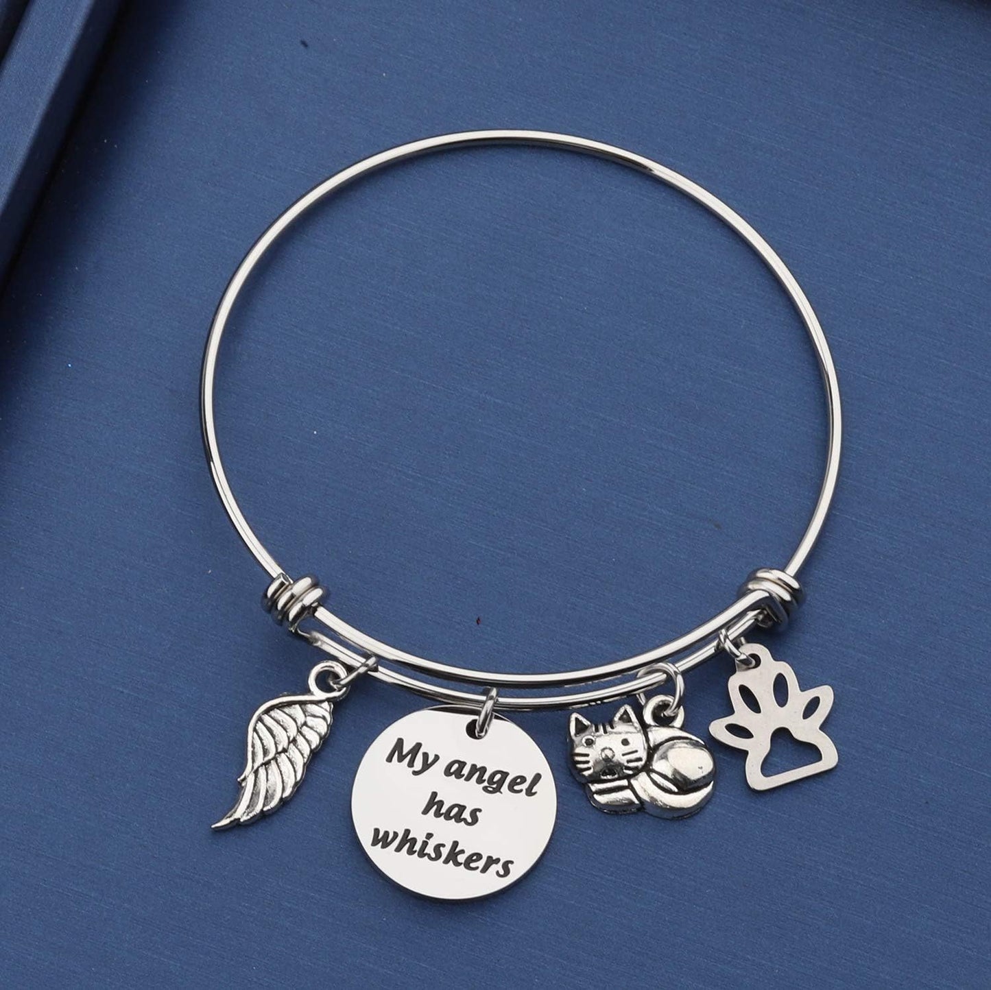 Pet Memorial Keychain My Angel Has Whiskers Pet Loss Jewelry Sympathy Loss of Cat Gift for Cat Lover Family Friend