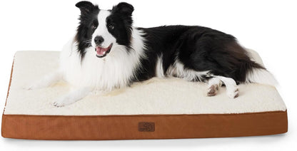 Bedsure Large Dog Bed for Large Dogs - Big Orthopedic Waterproof Dog Beds with Removable Washable Cover, Egg Crate Foam Pet Bed Matdark Khaki