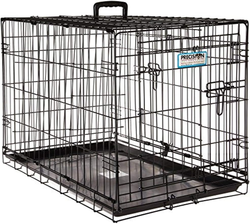 Precision Pet Products Two Door Provalue Wire Dog Crate, 30 Inch, for Pets 30-50 Lbs, with 5-Point Locking System