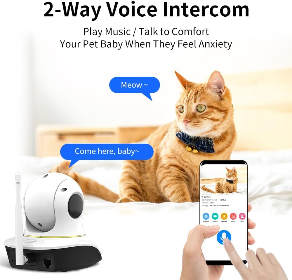 VSTARCAM Pet Camera with Laser, 3MP 2.4Ghz Wifi Interactive Dog & Cat Laser Toy Camera with Night Vision, Motion Detection Alerts, APP Remote Control Indoor Security Camera for Pet Monitoring