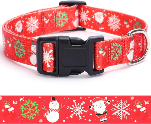 Christmas Dog Collar with Buckle Adjustable Safety Nylon Collars for Small Medium Large Dogs, Cute Stylish Girl Boy Christmas Dog Collar (Christmas Red,Xs)