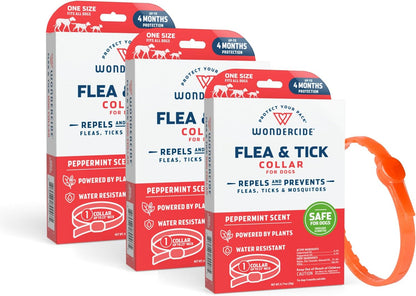 Wondercide - Dog Collar - Flea, Tick, Mosquito Repellent for Dogs - with Natural Essential Oils - Pet and Family Safe - 3PK - up to 12 Months Protection