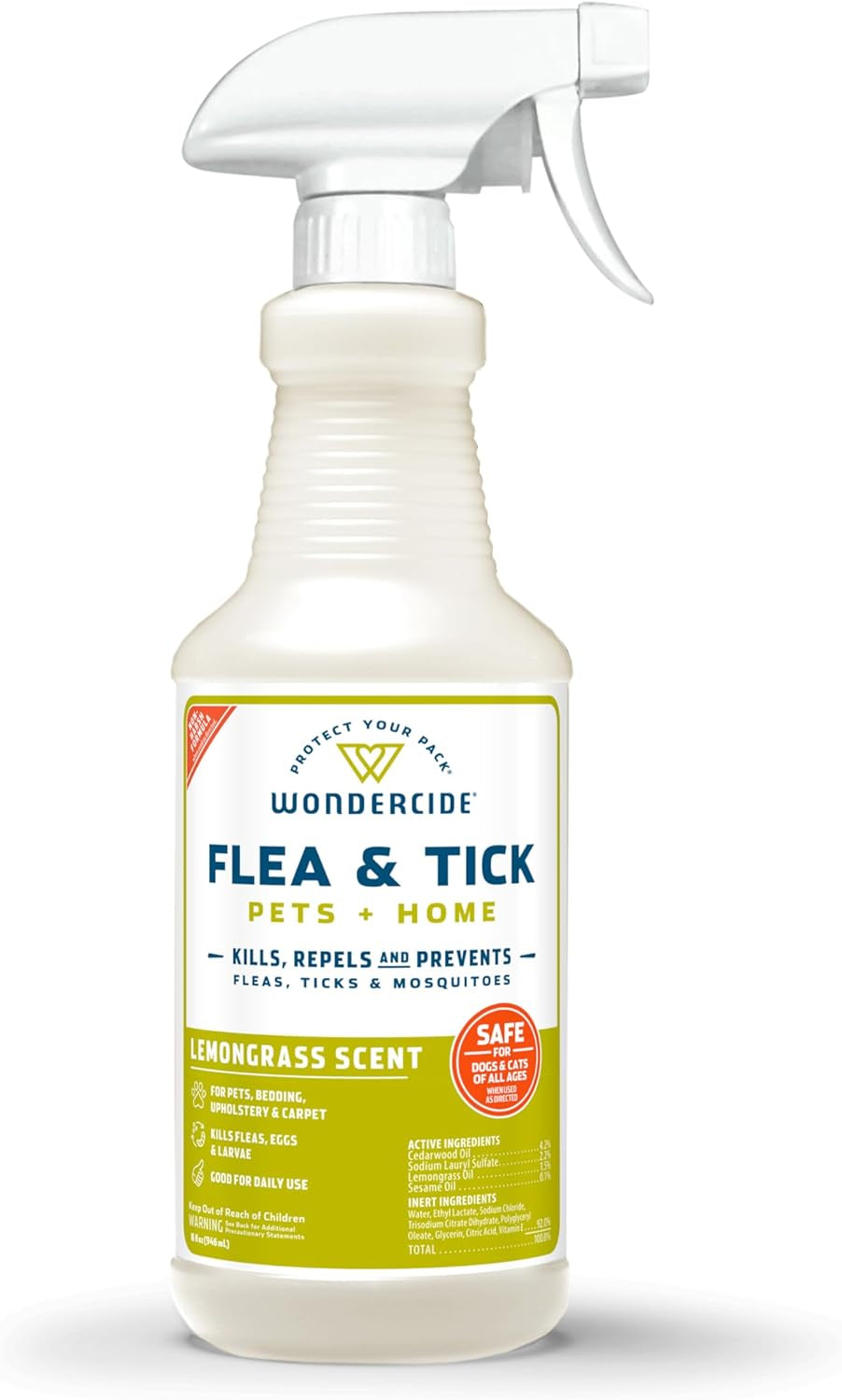 Wondercide - Flea, Tick & Mosquito Spray for Dogs, Cats, and Home - Flea and Tick Killer, Control, Prevention, Treatment - with Natural Essential Oils - Pet and Family Safe - Rosemary 128 Oz