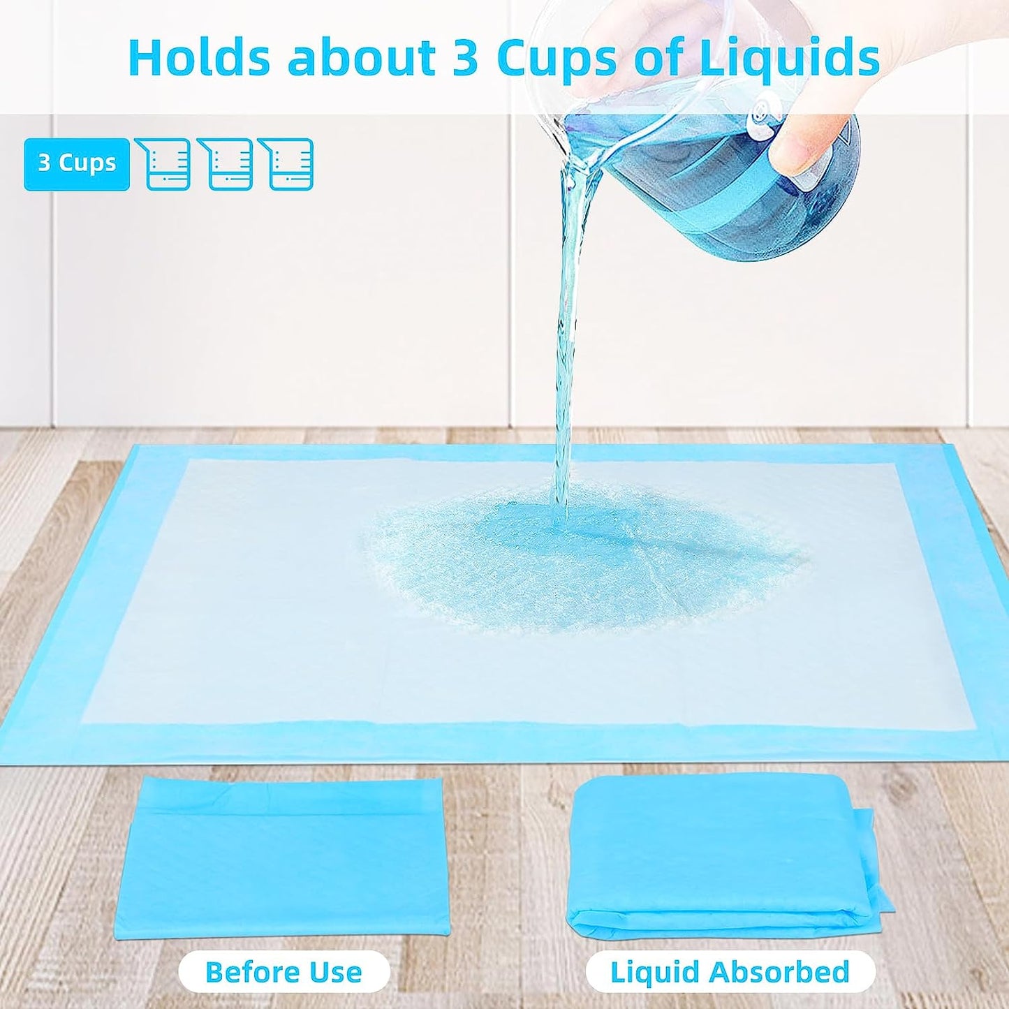 Scratchme Super Absorbent Waterproof Dog and Puppy Pet Training Pad, Housebreaking Pet Pad,Blue (23.6"X23.6"（100Pcs）)