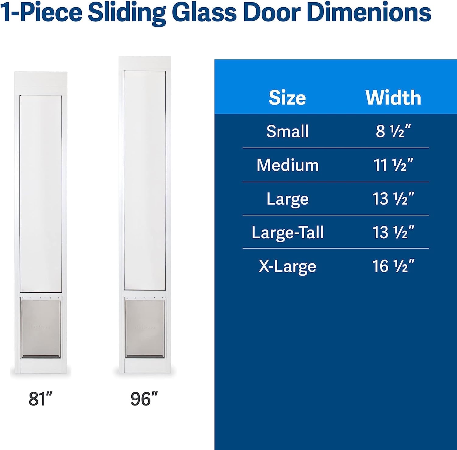 Petsafe 1-Piece Sliding Glass Pet Door for Dogs & Cats - Adjustable Height 91 7/16" to 96"- Large, White, No-Cut DIY Install, Aluminum Patio Panel Insert, Great for Renters or Seasonal Installation