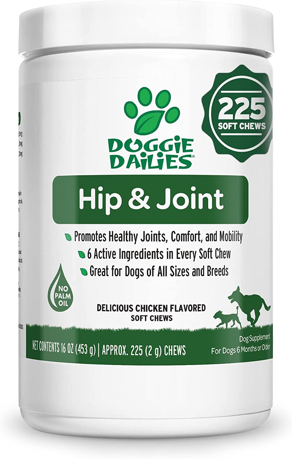 Doggie Dailies Glucosamine for Dogs – 120 Chews – Dog Joint Supplement with Chondroitin, Green Lipped Mussel, Turmeric & Bioprine - Premium Senior Dog Supplements to Help Keep Your Dog Active