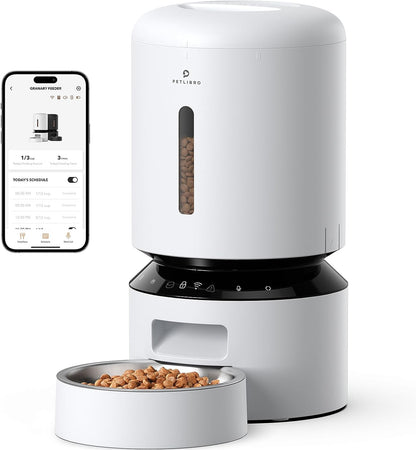 PETLIBRO Automatic Cat Feeder, 5G Wifi Automatic Dog Feeder with Freshness Preservation, 5L Timed Cat Feeder with Low Food Sensor, up to 10 Meals per Day, Granary Pet Feeder for Cats