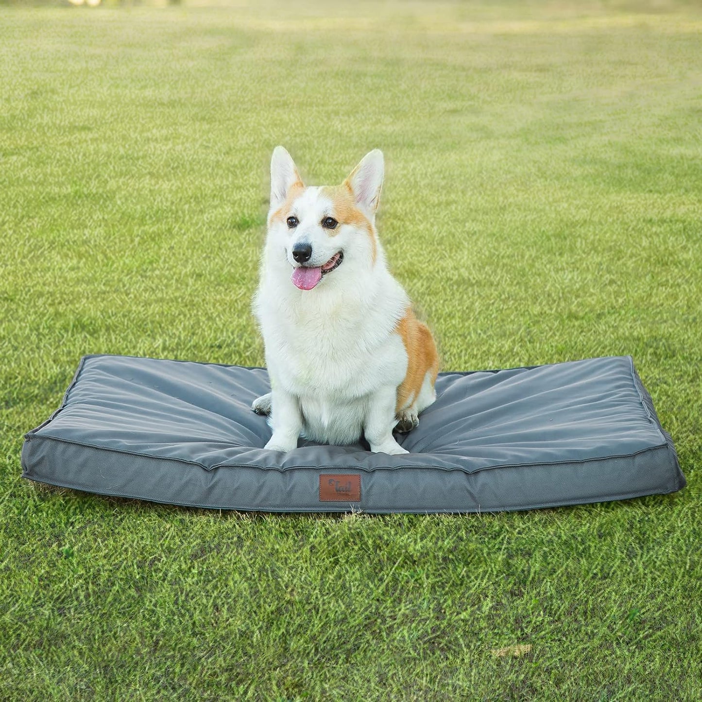 Outdoor Extra Large Orthopedic Dog Bed, Waterproof All Weather Dog Bed for Large Dogs, Egg Foam Pet Bed with Removable Washable Oxford Cooling Cover, Grey