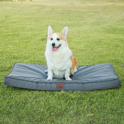 Large Outdoor Waterproof Dog Bed, All Weather Dog Bed for Large Dogs, Orthopedic Egg Foam Pet Bed with Washable and Removable Oxford Cooling Cover, Grey