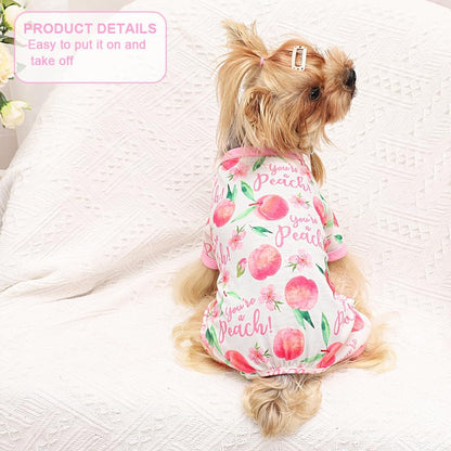 Small Dog Pajamas, Cotton Stretchable Pet Dog Pajamas Jammies Doggie Pajamas for Small Dogs Female Male, Spring Summer Doggie Pjs Doggy Pajamas for Small Dogs (Yellow Duck, S)