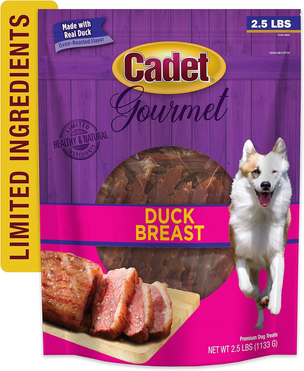 Cadet Gourmet Duck Breast Dog Treats - Healthy & Natural Dog Training Treats for Small & Large Dogs - Inspected & Tested in USA (2.5 lb.)