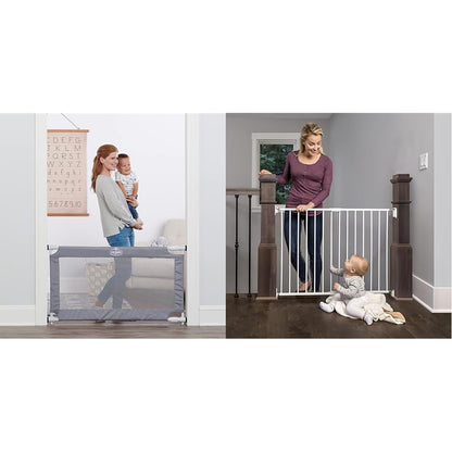 Regalo 50" Extra Wide Mesh Gate & 24"-40.5" Extra Wide Stairway Hallway Walk through Baby Gate