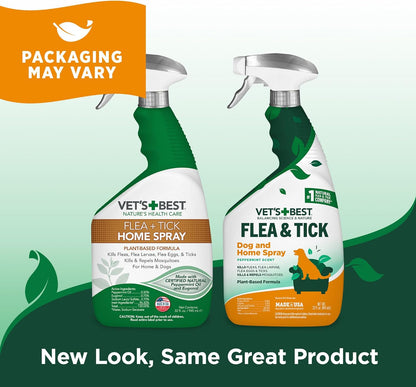 Vet'S Best Flea and Tick Home Spray - Dog Flea and Tick Treatment for Home - Plant-Based Formula - Certified Natural Oils,Green - 32 Oz