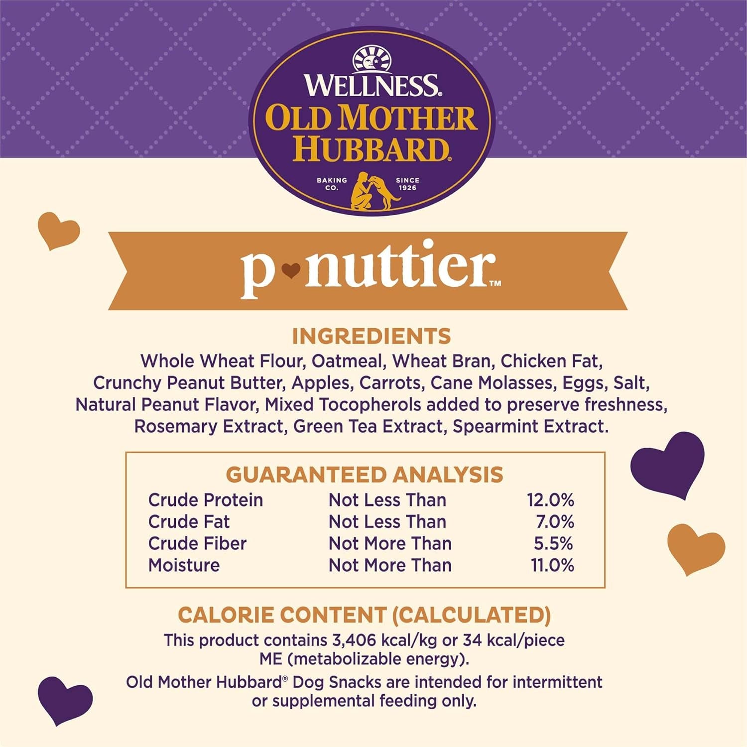 Wellness Old Mother Hubbard Classic P-Nuttier Natural Dog Treats, Crunchy Oven-Baked Biscuits, Ideal for Training, Small Size, 20 ounce bag