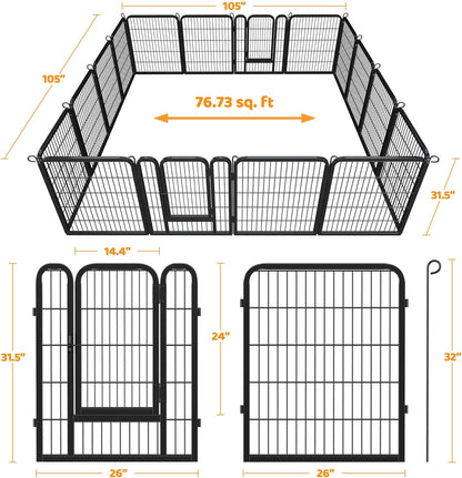 Yaheetech Dog Playpen Outdoor, 32 Panel Dog Fence 24" Indoor Pet Pen for Large/Medium/Small Dogs Heavy Duty Pet Exercise Pen for Puppy/Rabbit/Small Animals Portable for RV Camping Garden Yard