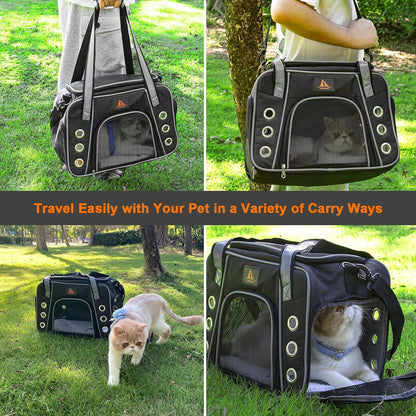 Lifeand Cat Carrier for Large and Medium Cats under 18Lb, Collapsible Soft Sided Pet Carrier, Dog Carrier, Airline Approved for Cats, Small Dogs, Kitten, Pet Privacy Protection Travel Carrier