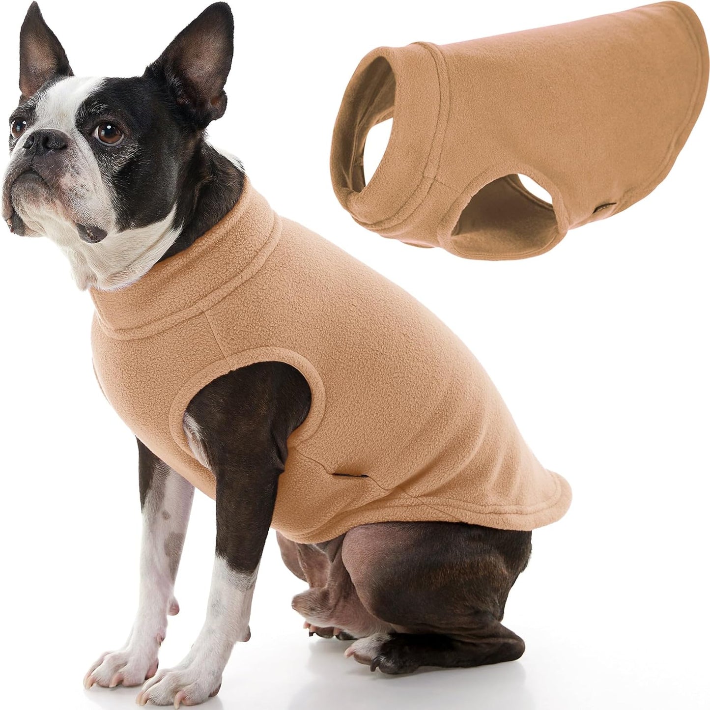 Gooby Stretch Fleece Vest Dog Sweater - Sand, X-Large - Warm Pullover Fleece Dog Jacket - Winter Dog Clothes for Small Dogs Boy or Girl - Dog Sweaters for Small Dogs to Dog Sweaters for Large Dogs