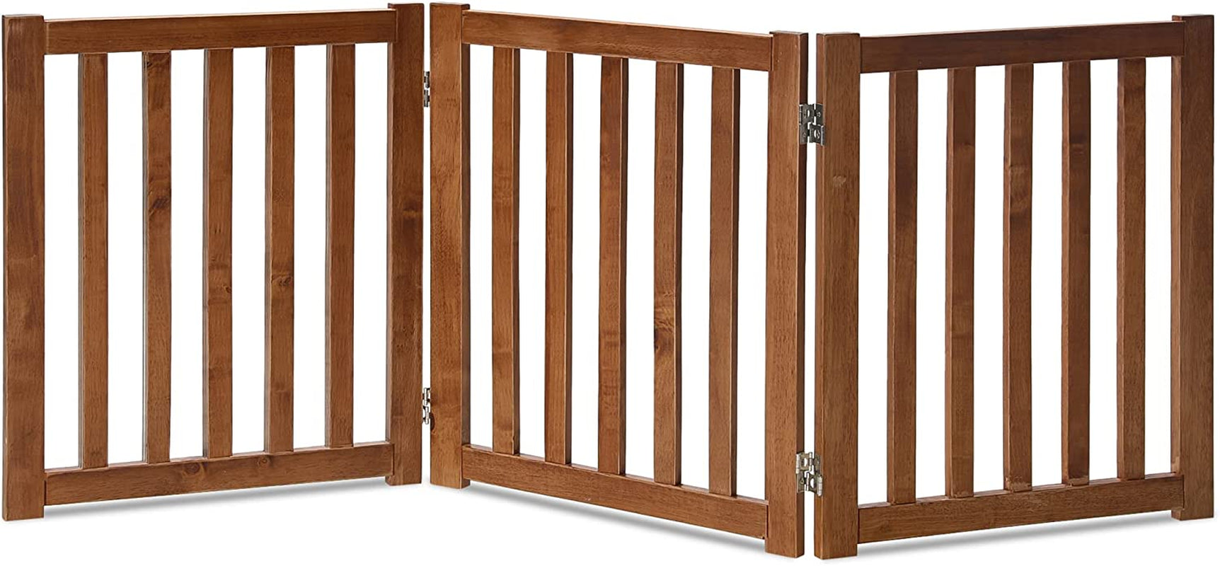 LZRS Solid Hardwood Freestanding Pet Gate,Wooden Dog Gates for Doorways,Nature Wood Dog Gates for the House,Dog Gate for Stairs,Freestanding Indoor Gate Safety Fence,Oak,24" Height-3 Panels