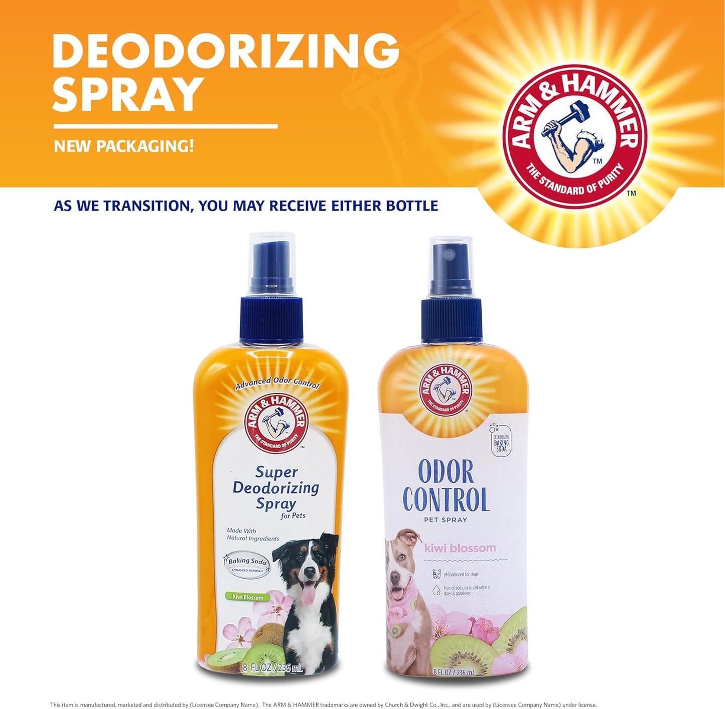 Arm & Hammer for Dogs Super Deodorizing Spray for Dogs | Best Odor Eliminating Spray for All Dogs & Puppies | Fresh Kiwi Blossom Scent That Smells Great, 6.7 Ounces -2 Pack (FF9367AMZ2)