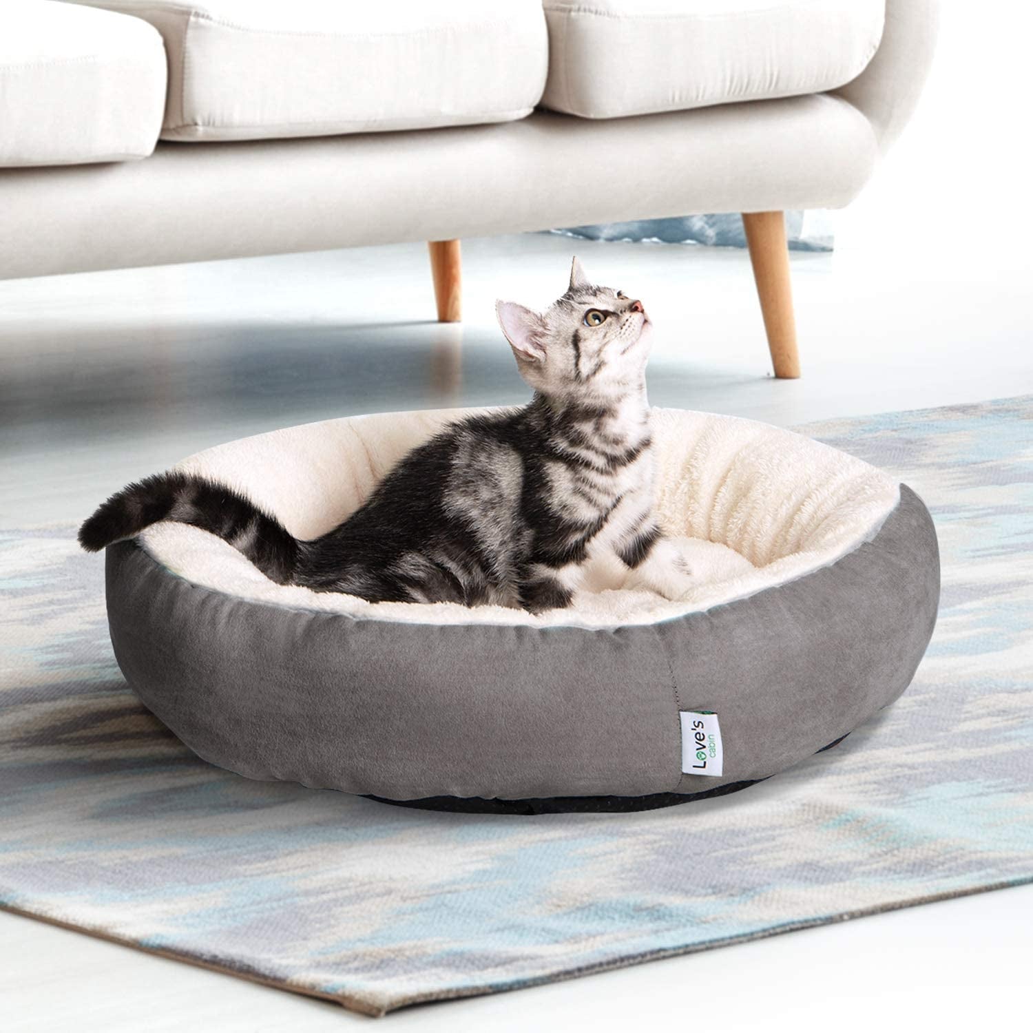 Love'S Cabin round Donut Cat and Dog Cushion Bed, 25In Pet Bed for Small or Medium Dogs, Anti-Slip & Water-Resistant Bottom, Soft Durable Fabric Pet Beds, Washable Calming Cat & Dog Bed Teal