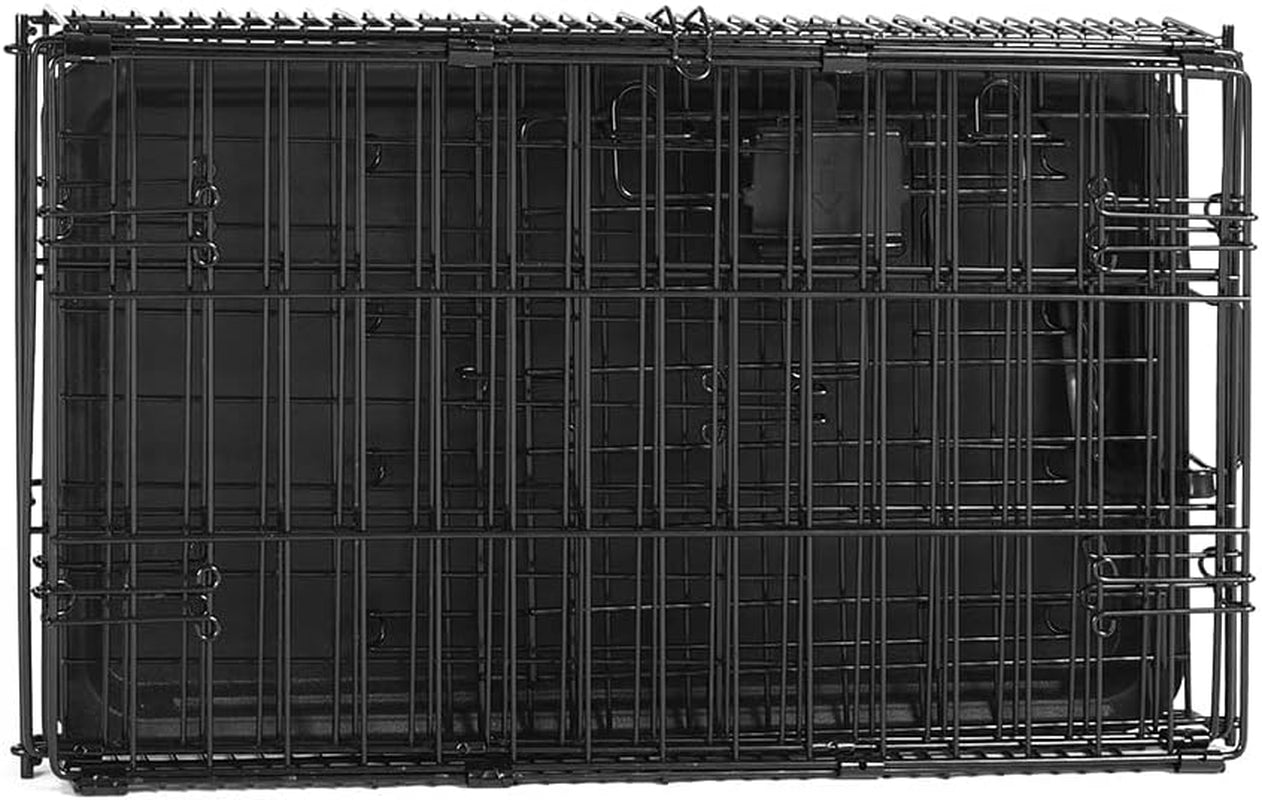 Amazon Basics - Durable,Foldable Metal Wire Dog Crate with Tray, Double Door, Divider, 24 X 18 X 20 Inches, Black