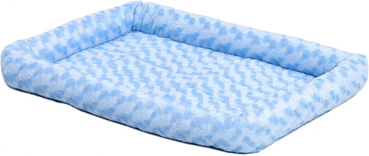 Midwest Homes for Pets Bolster Dog Bed 36L-Inch Blue Dog Bed or Cat Bed W/ Comfortable Bolster | Ideal for Intermediate Dog Breeds & Fits a 36-Inch Dog Crate | Easy Maintenance Machine Wash & Dry