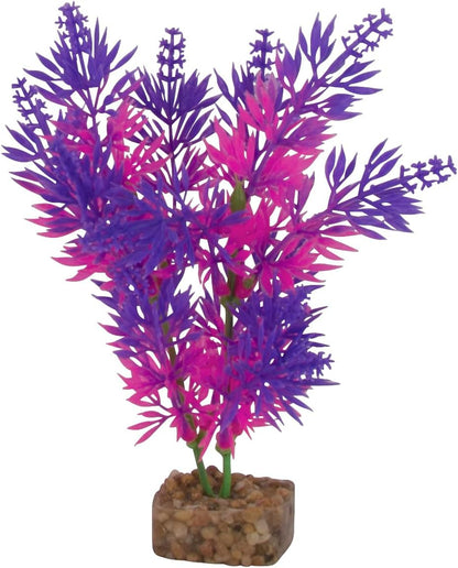 GloFish Plant Aquarium Décor, Purple and Pink Medium, Fluorescent Under Blue LED Light