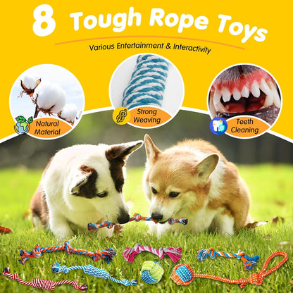 Zeaxuie 23 Pack Luxury Puppy Toys for Teething, Cute Small Dog Toys with Rubber Puppy Chew Toys, Treat Ball, Ropes and Plush Squeaky Dog Toys