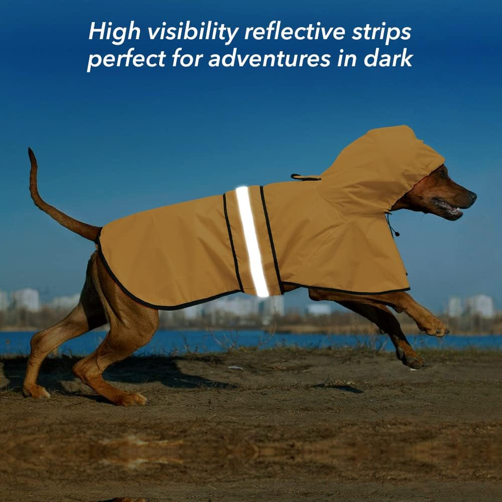 Waterproof Reflective Dog Raincoat - Adjustable Hooded Slicker Poncho Pet Rain Coat, Lightweight Dog Rain Jacket for Small to X- Large Dogs and Puppies (Red, Large)