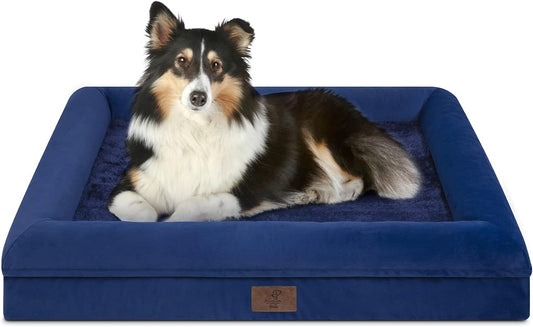 Large Dog Bed, Orthopedic Dog Bed, Waterproof Dog Bed with Removable Cover, 4-Sides Removable Bolster Dog Soft Sofa Bed with Nonskid Bottom, Washable Dog Beds for Large Dogs, Rich Blue