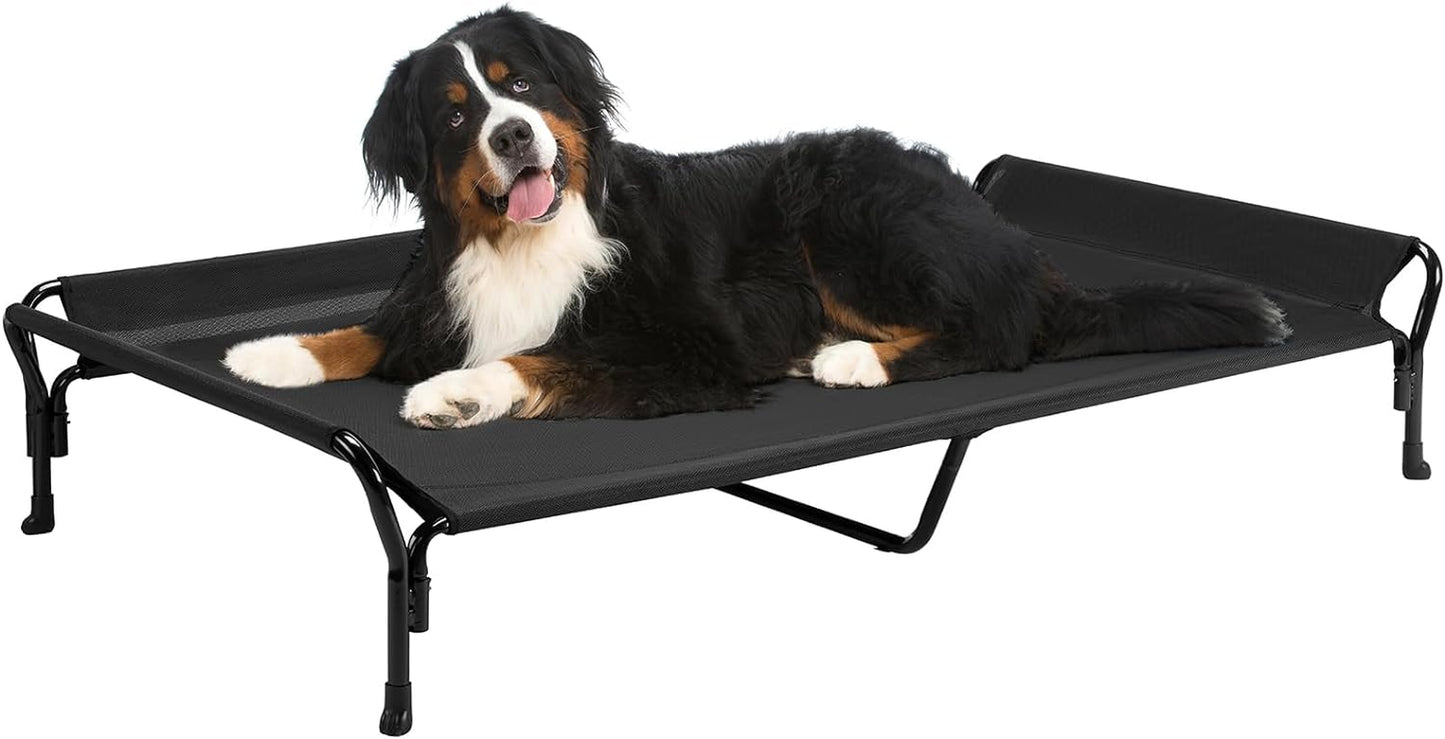 Veehoo Cooling Raised Dog Bed, Guardrail Elevated Dog Bed, Chewproof Dog Bed Frame with Washable & Breathable Teslin Mesh, Non-Slip Dog Sofa Bed Cot for Indoor & Outdoor, XX Large, Black