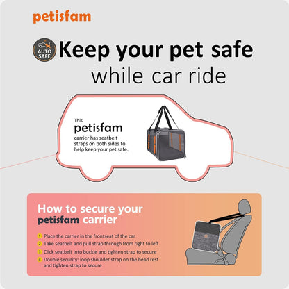 Petisfam Soft Pet Carrier for Large and Medium Cats, 2 Kitties, Small Dogs. Easy to Get Cat In, Great for Cats That Don'T like Carriers (Black)