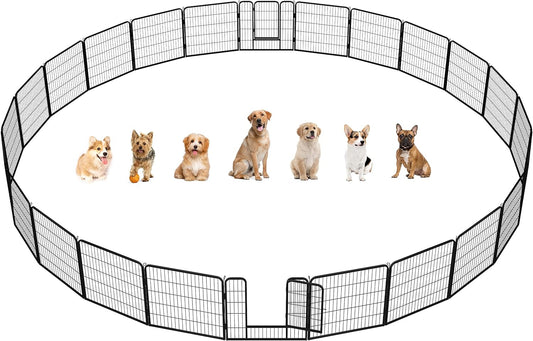 Yaheetech Outdoor Dog Playpen, Dog Pen Fences 24 Panels 32" Height Puppy Heavy Duty Pet Playpen for Small/Medium Dogs Exercise Pen with 3 Doors Indoor Playpen for the Yard RV Camping