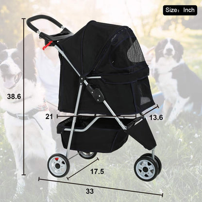 Bestpet Pet Stroller Cat Dog Cage 3 Wheels Stroller Travel Folding Carrier