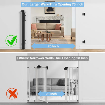 Retractable Baby Gates for Stairs, Probebi Retractable Dog Gate Indoor Extends to 72" Wide 34" Tall, Child Gates for Doorways, Stair Gate Use for Outdoor, Hallways, Doorways, Deck, Porch