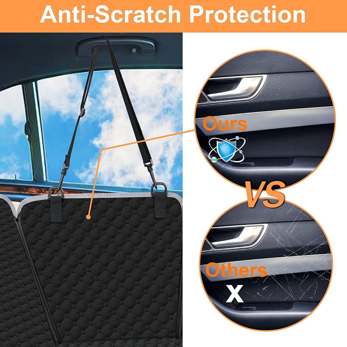 Mancro Backseat Cover for Dogs in Car, Waterproof Car Seat Protector for Dogs with Side Flaps, Scratchproof Dog Car Cover, Durable Pet Car Cover Back Seat Protector, Dog Cover Protector Trucks SUV