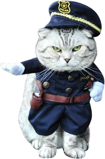 NACOCO Pet Policeman Costumes Dog and Cat Halloween Suits (Small) Black